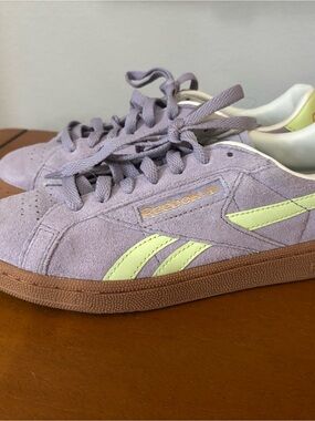 Reebok Suede Sneaker in Lavender with Lime Accents